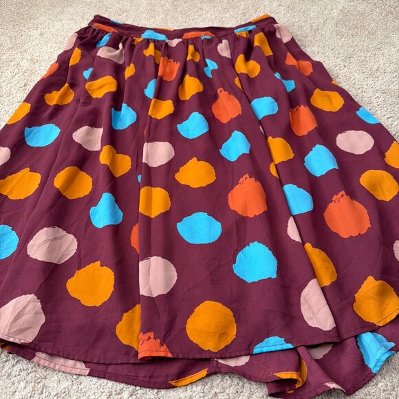 Modcloth Skirt Women 1X Maroon Polka Dot Swing Retro Rockabilly 1950s Pockets - Picture 2 of 9